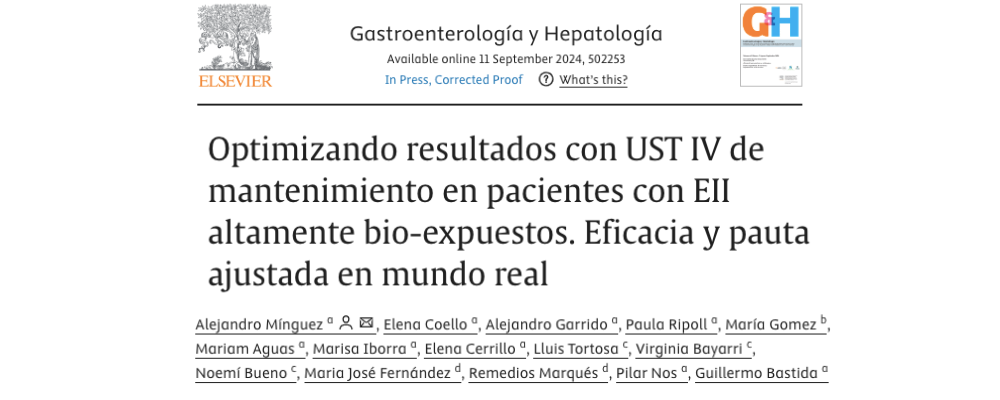 Nuevo artículo publicado sobre el uso de Ustekinumab intravenoso en EII