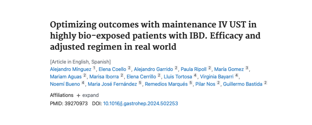 Nuevo estudio sobre el uso de ustekinumab intravenoso en pacientes con EII altamente bioexpuestos