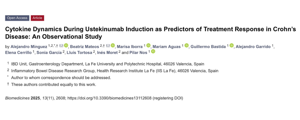 Nuevo artículo publicado: nuevos hallazgos sobre la respuesta al tratamiento con ustekinumab en la enfermedad de Crohn